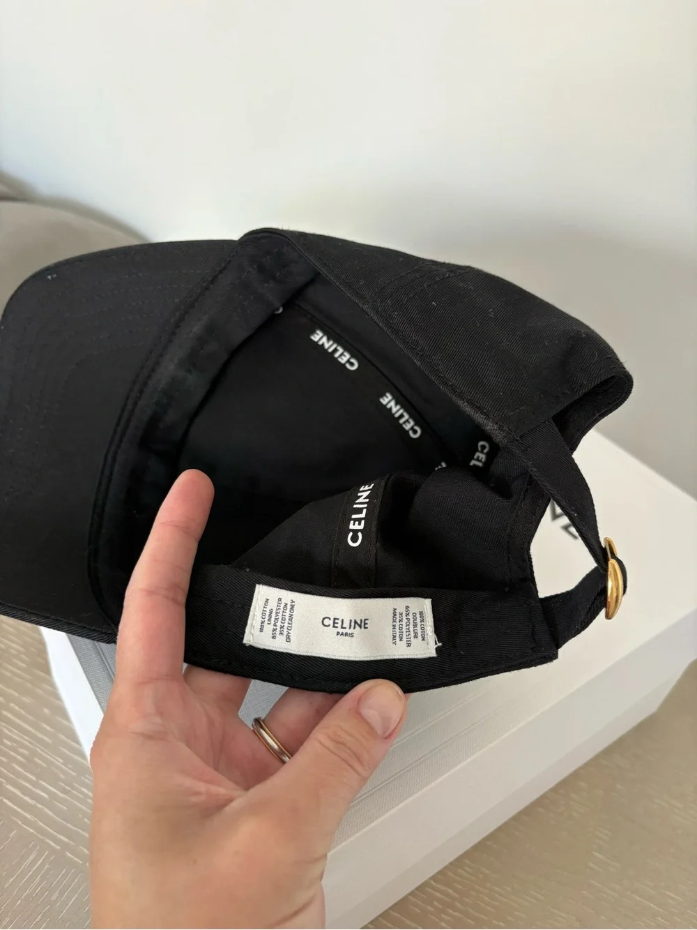 CELINE Black Cotton Baseball Cap Logo C Kaia Gerber 2021 Campaign Size S Unisex - Picture 10 of 16